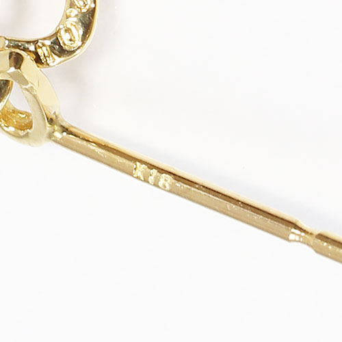 18金 ピアス ダイヤモンド付 オープンダブル ハート K18YG キャッチ式　0321-PG14 