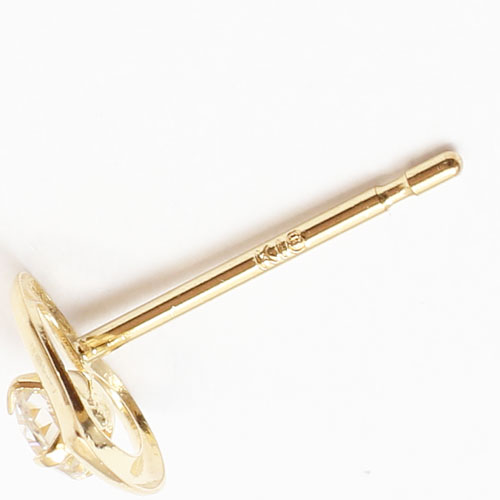 18金 ピアス キュービックジルコニア オープンハート K18YG キャッチ式　0324-IG08