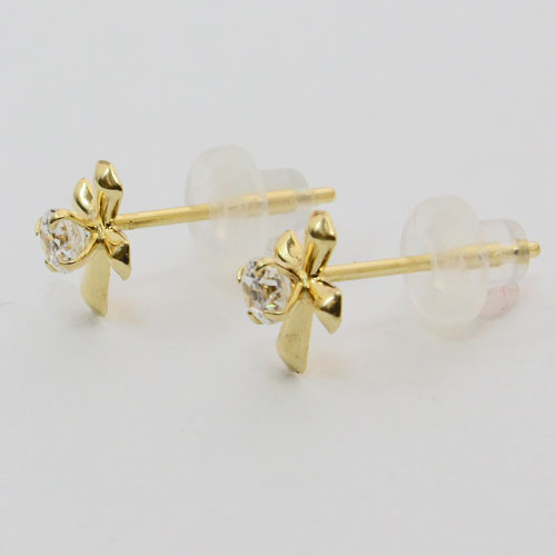 18金 ピアス タイニークロス キュービックジルコニア 合計約0.2カラット　0325-IG08