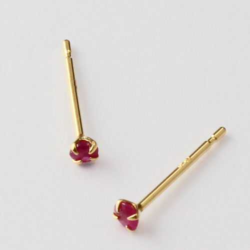 18金 ホワイトゴールド ピアス 天然ルビー 合計0.1ct シリコンキャッチ式　0327-IG08