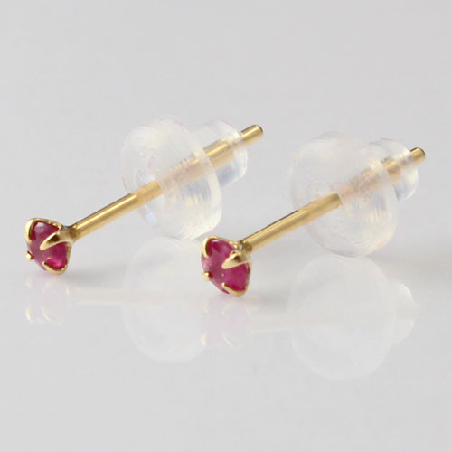 18金 ホワイトゴールド ピアス 天然ルビー 合計0.1ct シリコンキャッチ式　0327-IG08