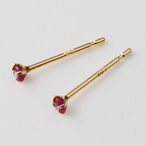 18金 ホワイトゴールド ピアス 天然ルビー 合計0.1ct シリコンキャッチ式　0327-IG08