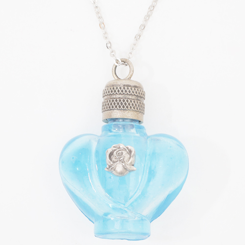 フランス製 ガラス 香水 フレグランスボトル ローズ・ブルー ペンダント 0375-PS08