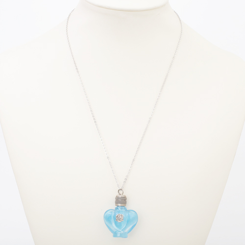 フランス製 ガラス 香水 フレグランスボトル ローズ・ブルー ペンダント 0375-PS08