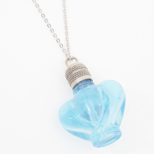 フランス製 ガラス 香水 フレグランスボトル ローズ・ブルー ペンダント 0375-PS08