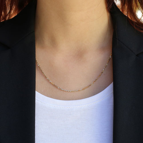 K18 18金 小豆 チェーンネックレス 約4.8g 50cm 角小豆カット 0.5φ K18  