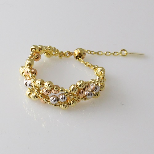 18金 リング（指輪）スリーカラー スライド K18 フリーサイズ 　0421-RG13