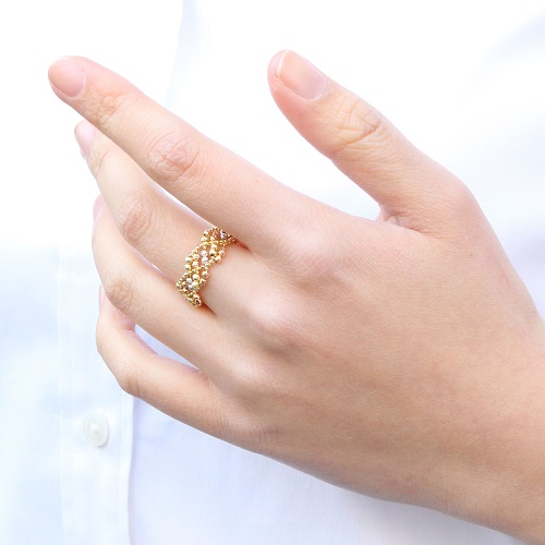 18金 リング（指輪）スリーカラー スライド K18 フリーサイズ 　0421-RG13