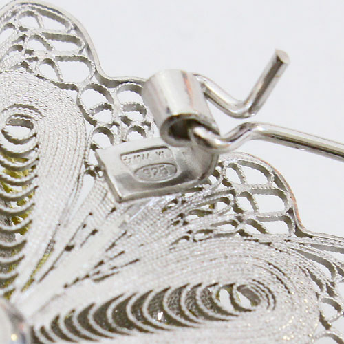 イタリア製 フィリグラーナ ペンダント兼用ブローチ 花 手作り　0524-PS08