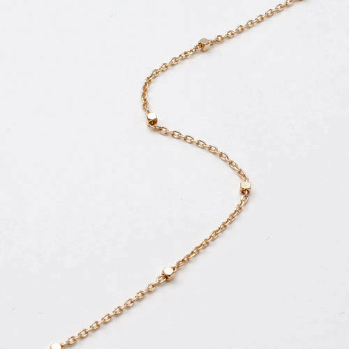 10金 イエローゴールド ネックレス アズキ チェーン 4面カットキューブ付 40cm　0534-NG08