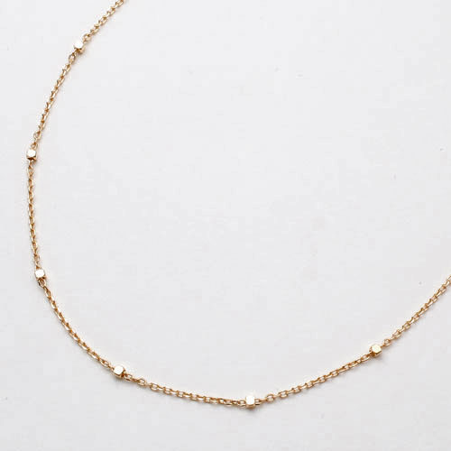 10金 イエローゴールド ネックレス アズキ チェーン 4面カットキューブ付 40cm　0534-NG08