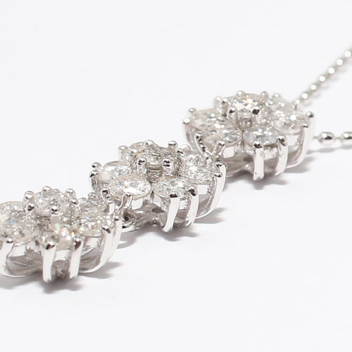 18金ホワイトゴールド トリロジーダイヤモンド 1ct ペンダント　0545-PP08