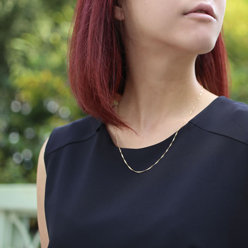 18金 イエローゴールド ネックレス K18 スクリュー チェーン 50cm　0582-NG08