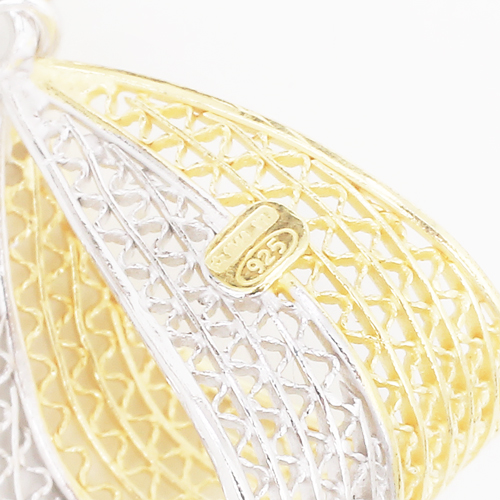 イタリア製 シルバー925 ピアス ツーカラー ハンドメイド スイング 0594-RS08