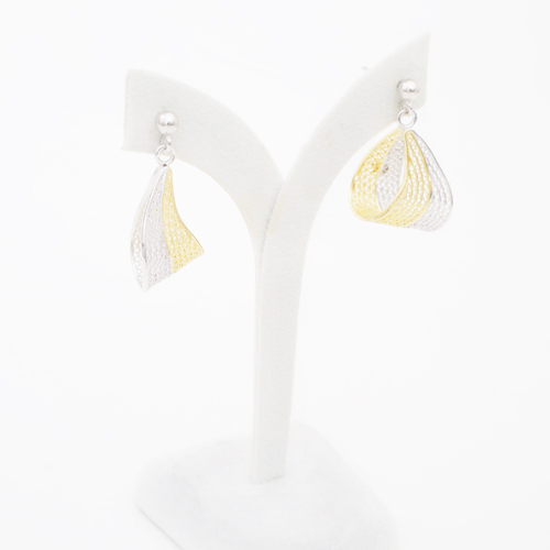 イタリア製 シルバー925 ピアス ツーカラー ハンドメイド スイング 0594-RS08