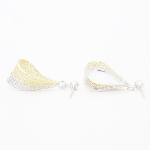 イタリア製 シルバー925 ピアス ツーカラー ハンドメイド スイング 0594-RS08