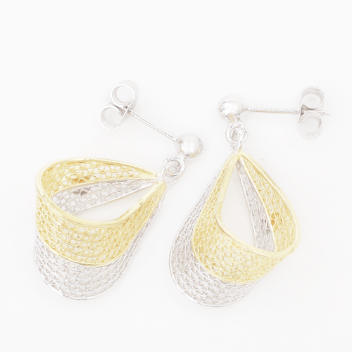 イタリア製 シルバー925 ピアス ツーカラー ハンドメイド スイング 0594-RS08