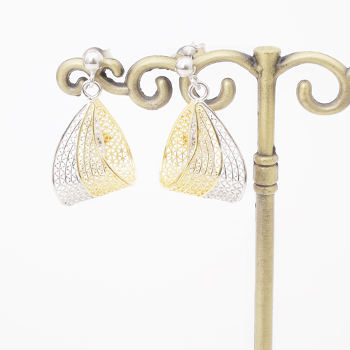 イタリア製 シルバー925 ピアス ツーカラー ハンドメイド スイング 0594-RS08