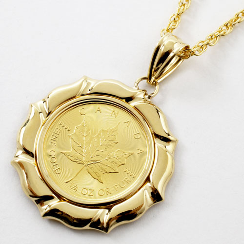 送料無料】【日本製】純金/K24 コイン/金貨 1/4オンス デザイン枠 18金  