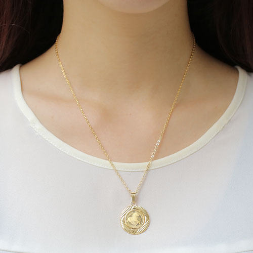 純金 コイン 1/25オンス ペンダント ホース/馬 【両面ガラス入】K18枠　0652-PG08