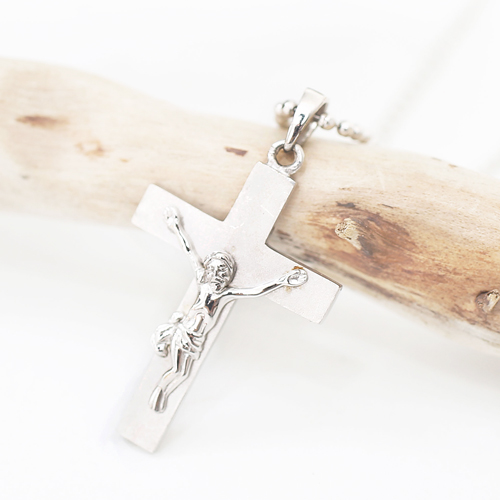 ドイツ製　シルバー925　ペンダント　クロス/十字架　カットボールチェーン0773-PS08