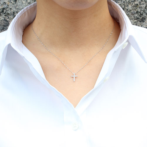 プラチナ キュービックジルコニア クロス ペンダント 0.35ct 　0807-PP09