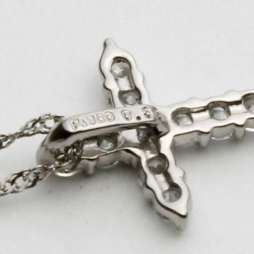 プラチナ キュービックジルコニア クロス ペンダント 0.35ct 　0807-PP09