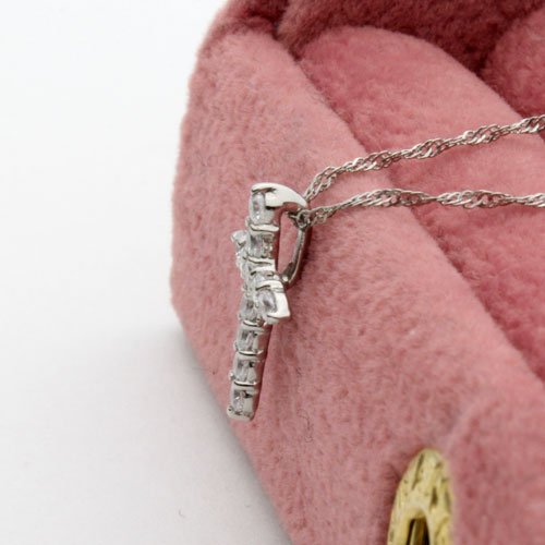 プラチナ キュービックジルコニア クロス ペンダント 0.35ct 　0807-PP09