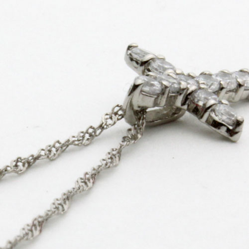 プラチナ キュービックジルコニア クロス ペンダント 0.35ct 　0807-PP09