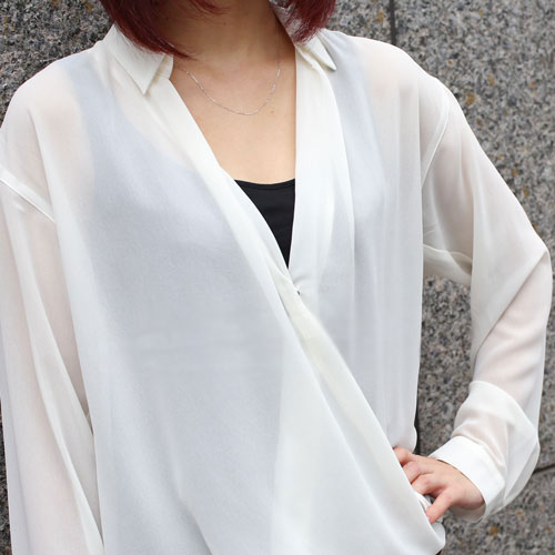 10金 ホワイトゴールド ネックレス 角アズキ チェーン 45cm　0876-NG09