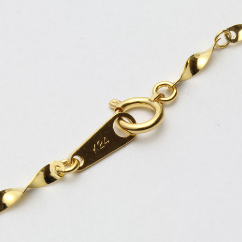 純金 ネックレス（K24) ひねり＆ボール 42cm　0895-NG09