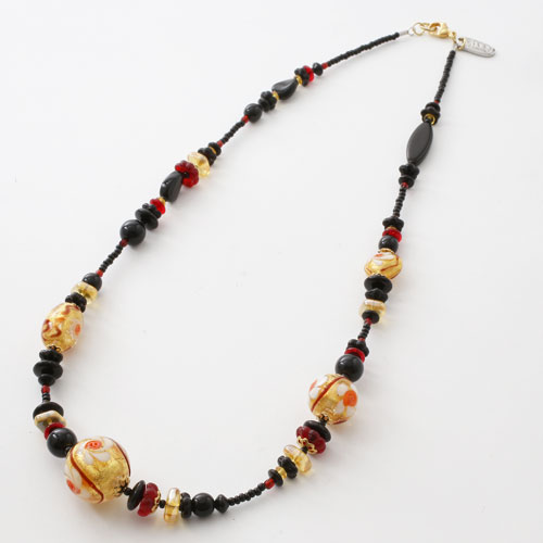 イタリア製 ベネチアングラス ゴールドフラワー ネックレス アヴェ・カプリース　0919-NV09