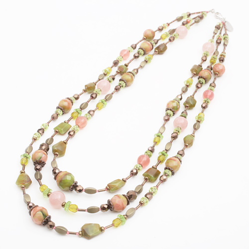 イタリア製 ベネチアングラス ピンキッシュグリーン ネックレス アヴェ・カプリース　0923-NV09