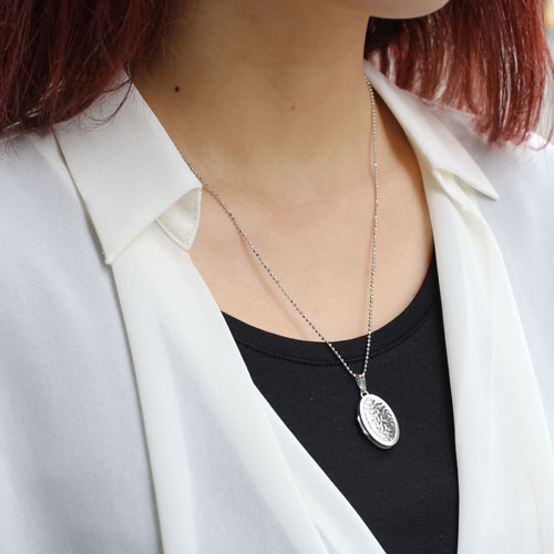 シルバー　ロケットペンダント　デザート　オーバル　MERZ  1008-PS09