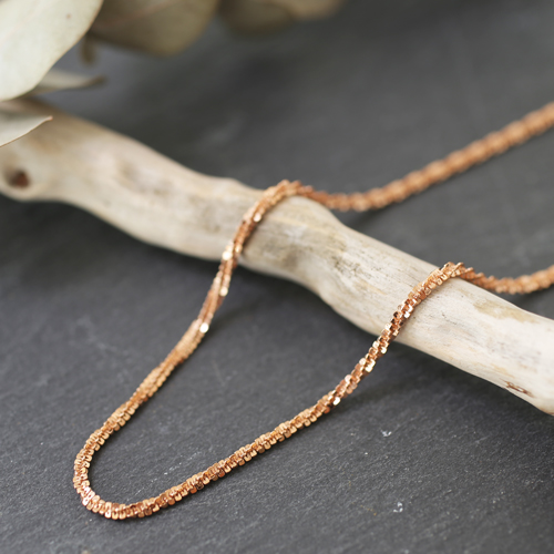 イタリア製　シルバー925　SIVER　ピンクゴールド　クロスチェーン　ネックレス　1069-NS09