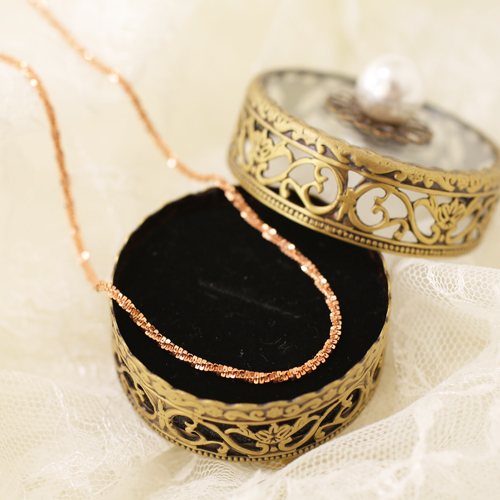 イタリア製　シルバー925　SIVER　ピンクゴールド　クロスチェーン　ネックレス　1069-NS09