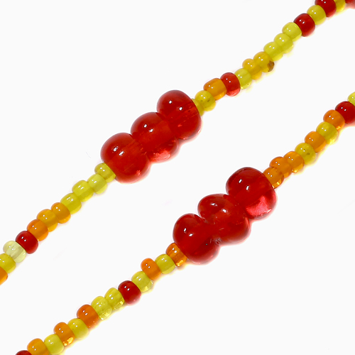 【クリックポスト対応】ベネチアがラス ビーズ ロングネックレス レッド 120cm 1165-VN13