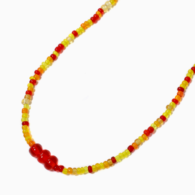 【クリックポスト対応】ベネチアがラス ビーズ ロングネックレス レッド 120cm 1165-VN13