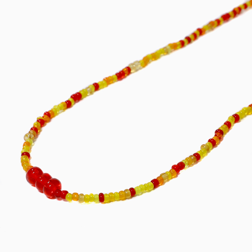 【クリックポスト対応】ベネチアがラス ビーズ ロングネックレス レッド 120cm 1165-VN13
