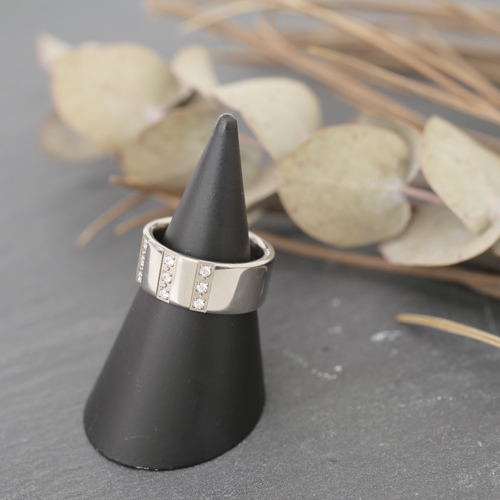 日本製 純チタン サードリング キュービックジルコニア  1182-RC09