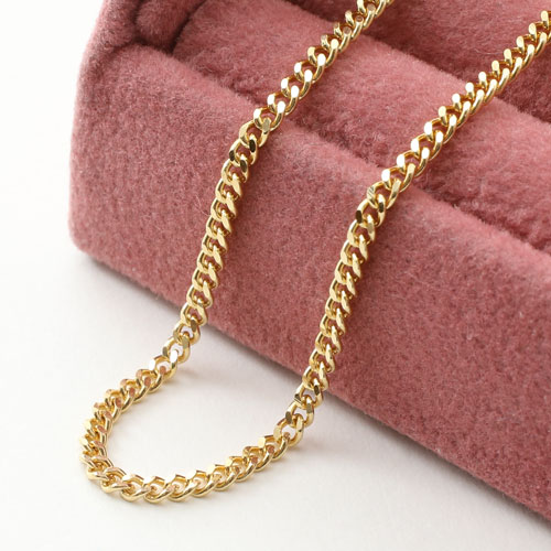 送料無料】【日本製】18金/K18/イエローゴールド ネックレス 2面カット  