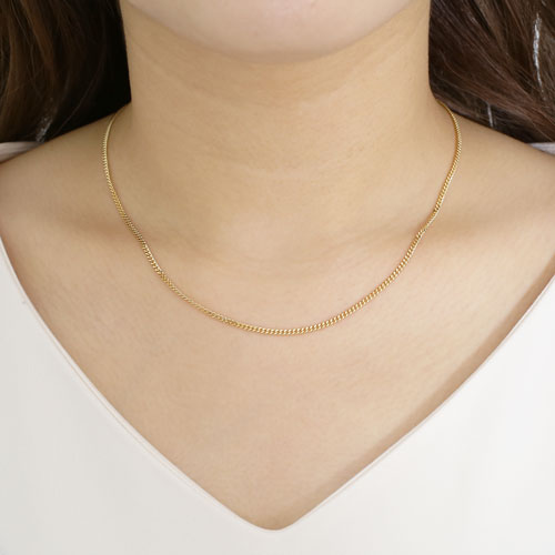 送料無料】【日本製】18金/K18/イエローゴールド ネックレス 2面カット  