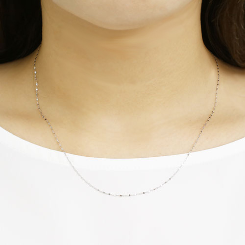 18金 K18WG ホワイトゴールド ネックレス ペダル チェーン 45cm　1202-NG13