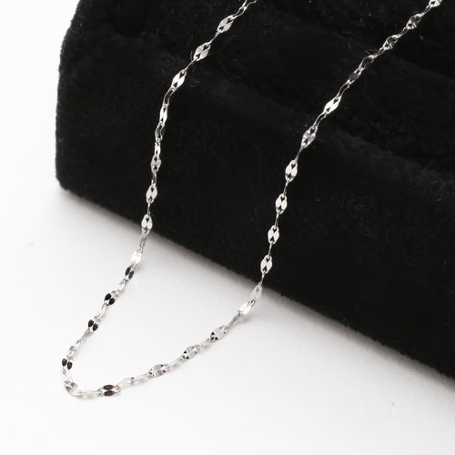 18金 K18WG ホワイトゴールド ネックレス ペダル チェーン 45cm　1202-NG13