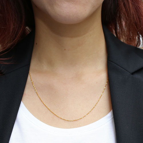 送料無料】【日本製】純金 ネックレス スクリュー チェーン 50cm 1.5g