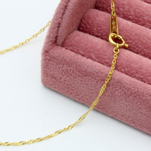 送料無料】【日本製】純金 ネックレス スクリュー チェーン 50cm 1.5g