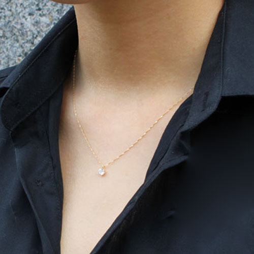 18金 ネックレス キュービックジルコニア 0.5ct ペンダント　1278-PG13