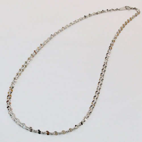 純プラチナ ネックレス ２連ペダル チェーン 純Pt 刻印 42cm　1310-NP10