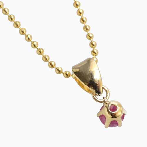 18金ネックレス ルビー エメラルド 0.15ct ペンダント 2点セット