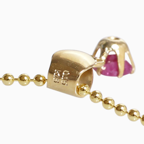 18金ネックレス ルビー エメラルド 0.15ct ペンダント 2点セット
